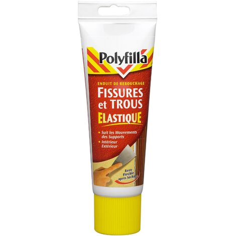 Polyfilla Enduit de Rebouchage Fissures et Trous Elastique - reste flexible après séchage - Intérieur et Extérieur - Pâte Tube 330g