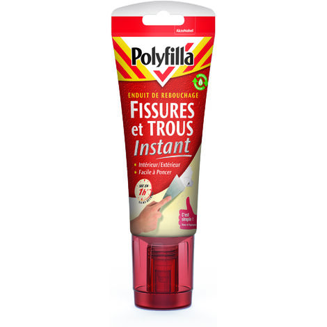 Polyfilla Enduit de Rebouchage Fissures et Trous Instant - Sec en 1 heure - Intérieur et Extérieur - Pâte 330g