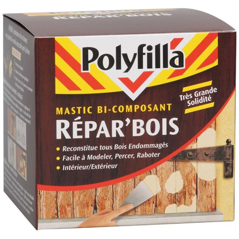 Mastic Bi-composant repar'bois - Très grande solidité - Intérieur et Extérieur - Beige 2x250g - Polyfilla