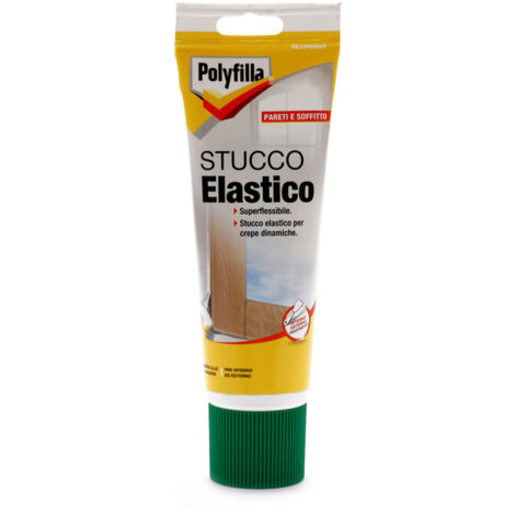 POLYFILLA STUCCO ELASTICO per muro Interno e Esterno, Flessibile e Resistente alle Dilatazioni per per crepe vive su qualsiasi supporto muro cemento legno metallo plastica, in PASTA, BIANCO 330 GR