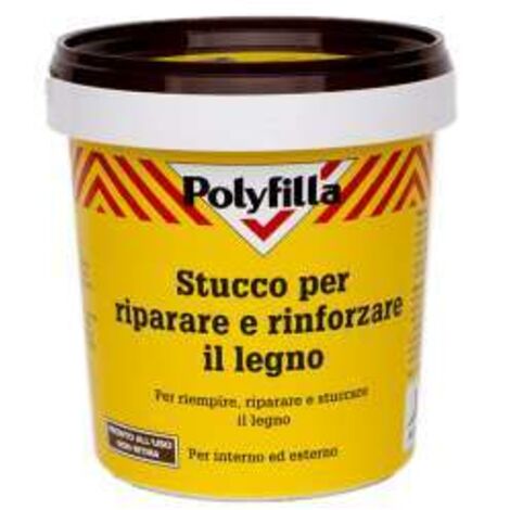 POLYFILLA STUCCO PER LEGNO, Ripara e rinforza il legno, Riempitivo per Interno ed Esterno, in Pasta GRIGIO CHIARO 1KG