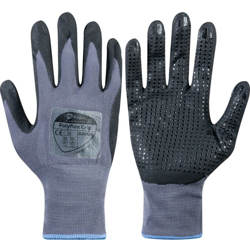Polyco 8008GR PolyFlex Grip Grey Gloves Size 8