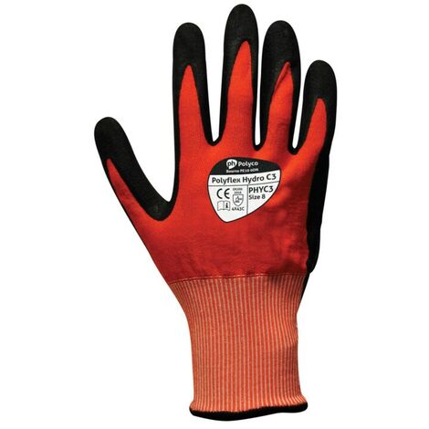 PolyFlex Hydro C3, Cut Resistant, 18 Gauge Gloves, Size 8