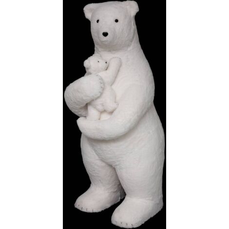 Polyfoam-Deko Bär + Baby H150cm weiß - Atmosphera créateur d'intérieur