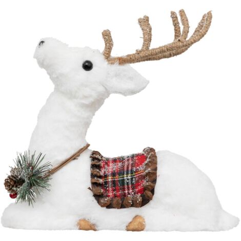 Polyfoam Rentier mit Karo-Sattel 28cm - Feeric lights & christmas