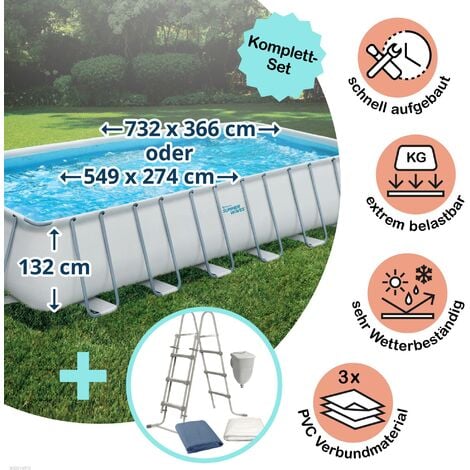 Polygroup Summer Waves Elite Rechteck Frame Pool Set in verschiedenen Größen 549 x 274 x 132 cm