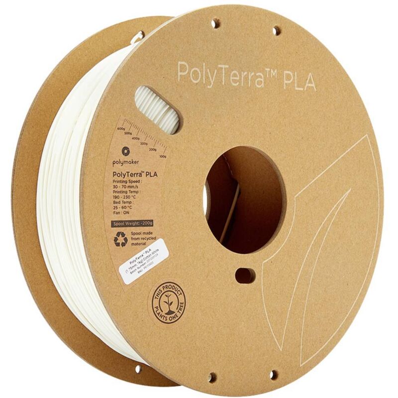 70822 PolyTerra pla Filament pla faible teneur en plastique 1.75 mm 1000 g blanc mat 1 pc(s) - Polymaker