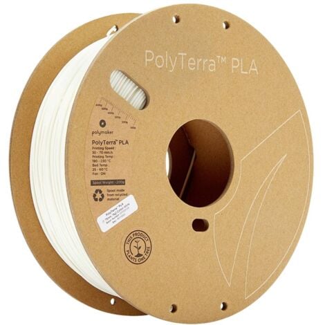 Polymaker 70822 PolyTerra PLA Filament PLA faible teneur en plastique 1.75 mm 1000 g blanc mat 1 pc(s)