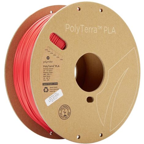Polymaker 70826 PolyTerra PLA Filament PLA faible teneur en plastique, hydrosoluble 1.75 mm 1000 g rouge (mat) 1 pc(s)