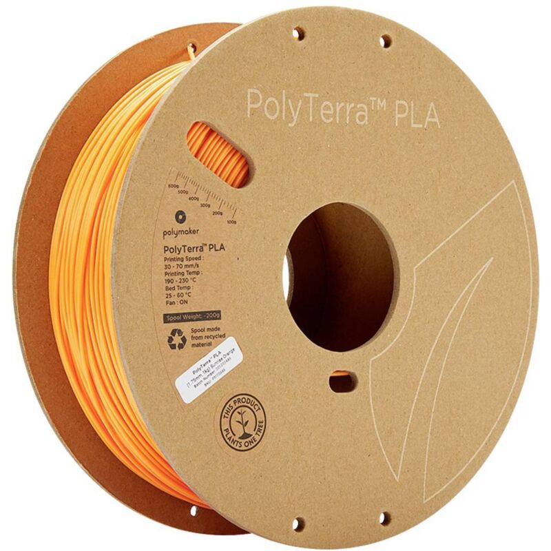 70848 PolyTerra pla Filament pla faible teneur en plastique 1.75 mm 1000 g orange (mat) 1 pc(s) - Polymaker