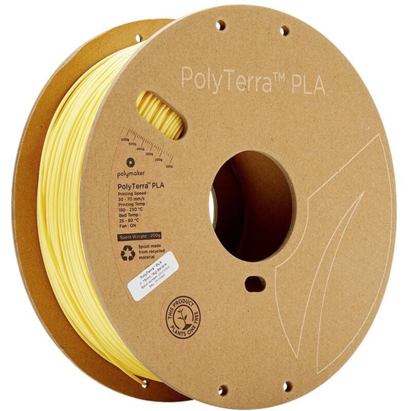 Polymaker - 70865 PolyTerra pla Filament pla faible teneur en plastique 1.75 mm 1000 g jaune pastel (mat) 1 pc(s)