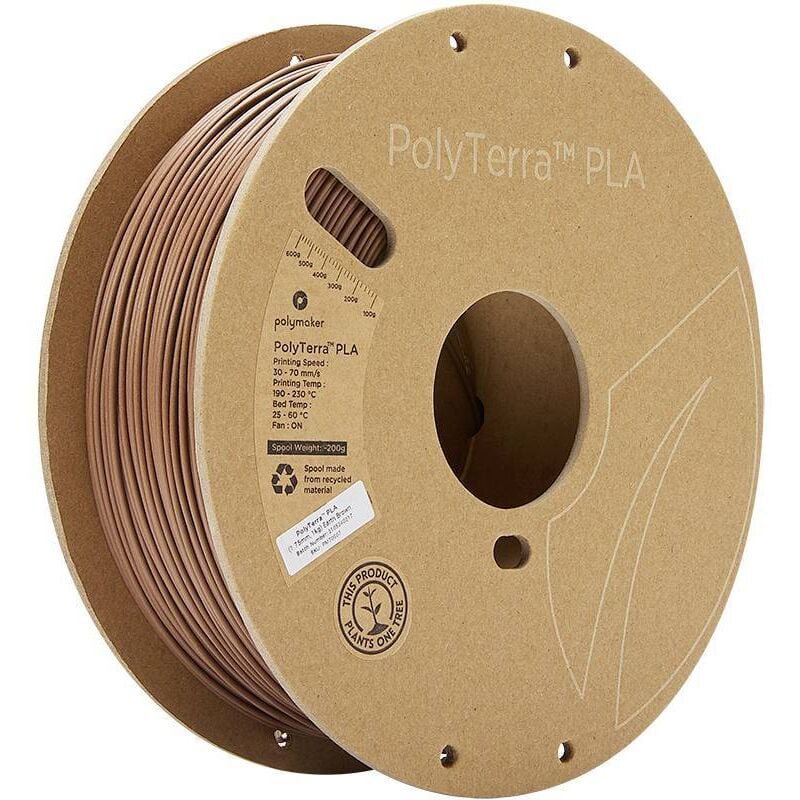 70907 PolyTerra Filament pla faible teneur en plastique 1.75 mm 1000 g terre (mat) 1 pc(s) - Polymaker