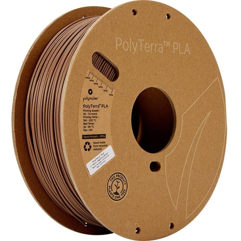 70959 PolyTerra Filament pla faible teneur en plastique 1.75 mm 1000 g brun militaire 1 pc(s) - Polymaker