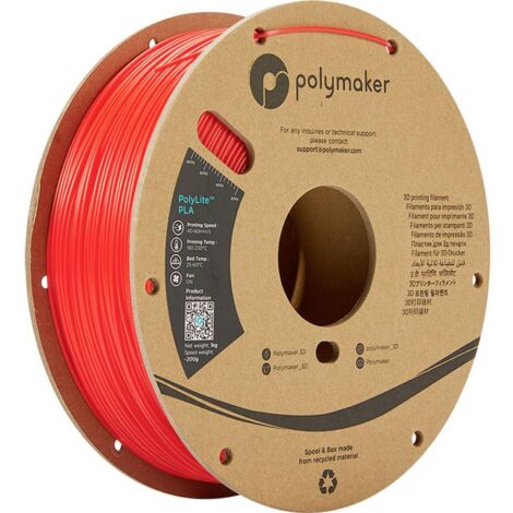 Polymaker PA02004 PolyLite Filamento per stampante 3D Plastica PLA 1.75 mm 1000 g Rosso 1 pz.