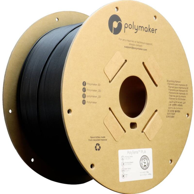 PA04007 Charcoal Black Filament pla mat faible teneur en plastique 1.75 mm 3000 g noir (mat) PolyTerra™ pla 1 - Polymaker