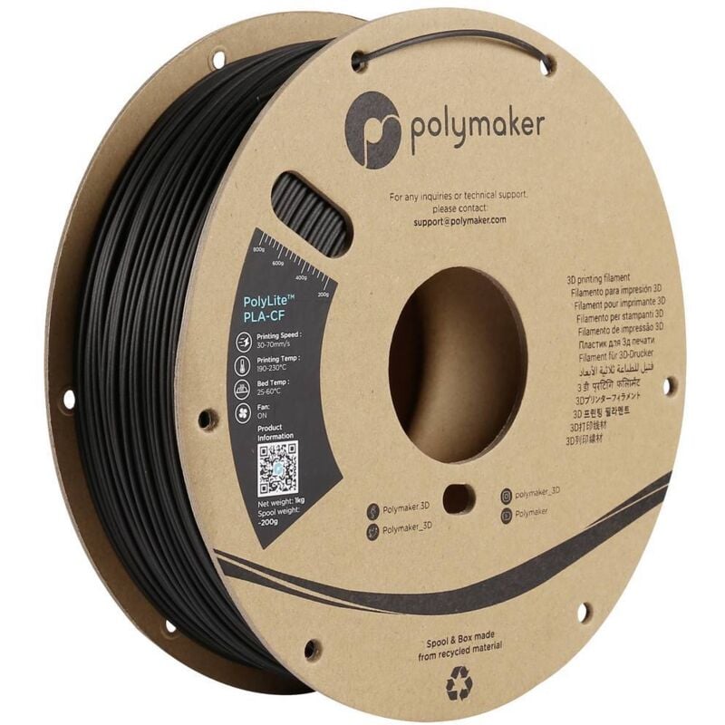PA10001 Filament pla-cf renforcé de fibres de verre 1.75 mm 1000 g noir PolyLite™ 1 pc(s) - Polymaker