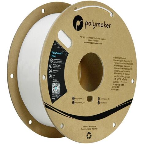 Polymaker PA12001 Filament PLA filament haute vitesse 1.75 mm 1000 g blanc PolySonic™ 1 pc(s)