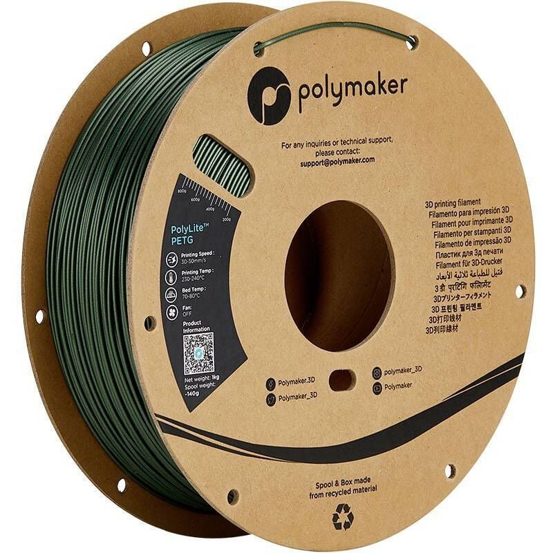 PB01035 Filament petg résiste à la chaleur, résistance élevée à la traction 1.75 mm 1000 g vert foncé PolyLit - Polymaker