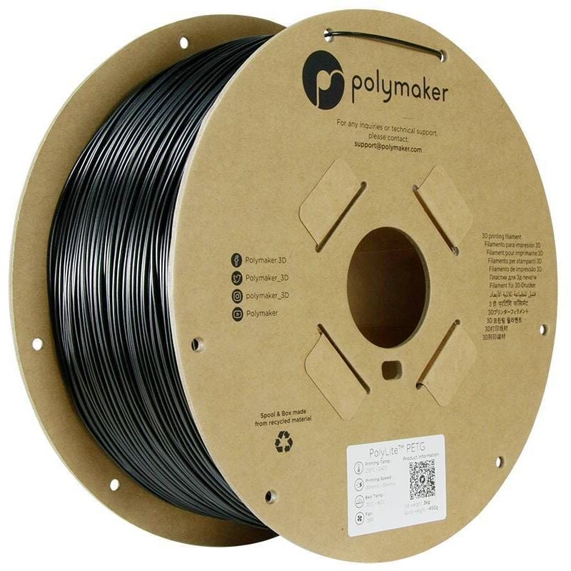 PB01043 Filament petg résiste à la chaleur, résistance élevée à la traction 1.75 mm 3000 g noir PolyLite™ 1 p - Polymaker