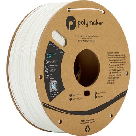 Polymaker PE01002 PolyLite Filamento per stampante 3D Plastica ABS odore ridotto 1.75 mm 1000 g Bianco 1 pz.