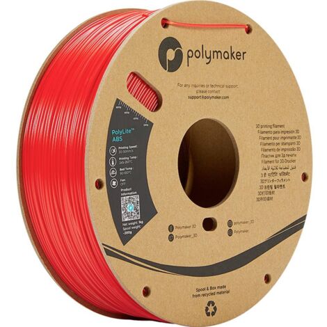 Polymaker PE01004 PolyLite Filamento per stampante 3D Plastica ABS odore ridotto 1.75 mm 1000 g Rosso 1 pz.