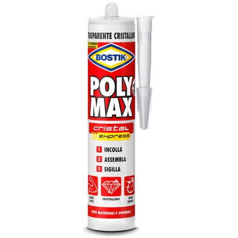 POLYMAX COLLA DI MONTAGGIO TRASPARENTE CRISTALLINO gr.300 BOSTIK POLY MAX CRISTAL EXPRESS
