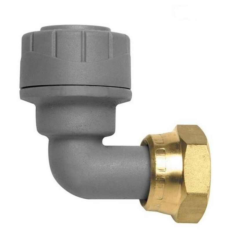 Image of PolyPlumb PB1715 15mm x 1/2 Bent Tap Connector Brass Connecting Nut - Single - Polypipe