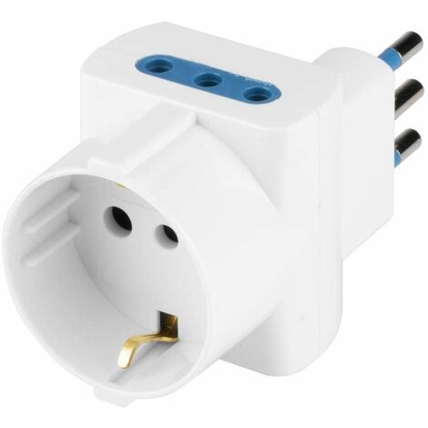 POLYPOOL SECUR - ADATTATORE PLURISTAND SALVASPAZIO SPINA 10A 2P+T + SCHUCO - COLORE BIANCA