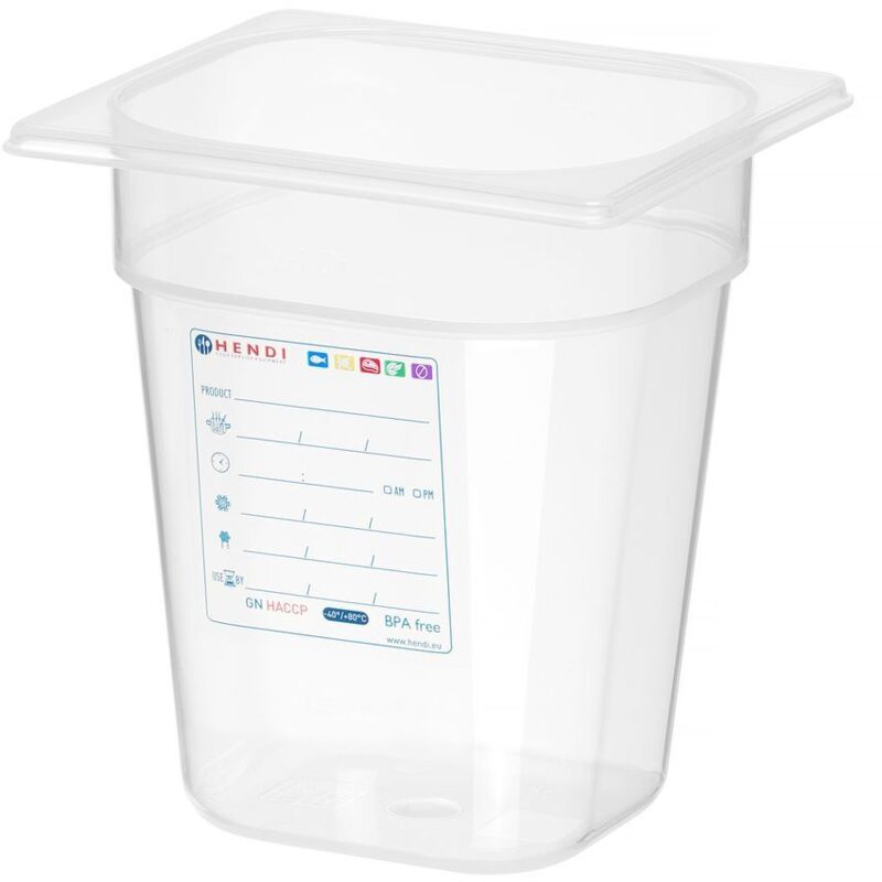 Hendi - Gastronorm-behälter 1/6, Gn 1/6, 1, 6l, Transparent, 176x162x(h)100mm