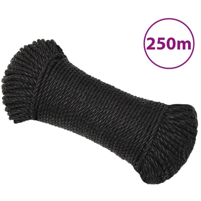 Arbeitsseil Schwarz 3 mm 250 m Polypropylen vidaXL
