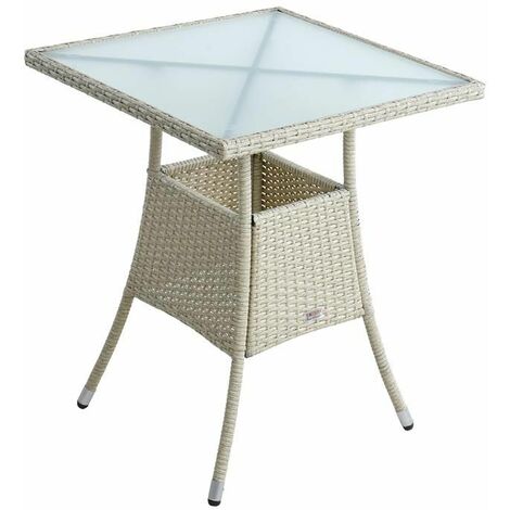 Polyrattan Balkontisch Rattan Tisch Beistelltisch Gartentisch 60 cm Beige