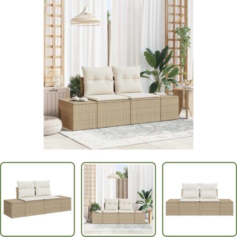 Polyrattan -  Divano da giardino Beige 184 x 62 x 69 cm polyrattan