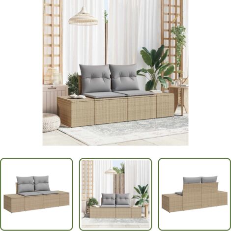 Polyrattan -  Divano da giardino Beige 184 x 62 x 69 cm polyrattan