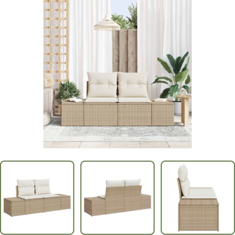 Polyrattan -  Divano da giardino Beige 184 x 62 x 69 cm polyrattan