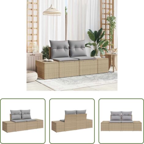 Polyrattan -  Divano da giardino Beige 184 x 62 x 69 cm polyrattan