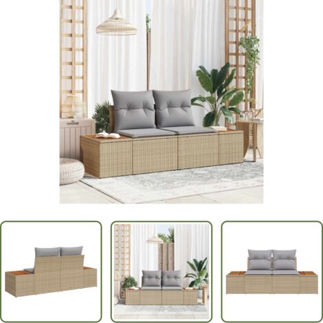 Polyrattan -  Divano da giardino Beige 184 x 62 x 85cm polyrattan