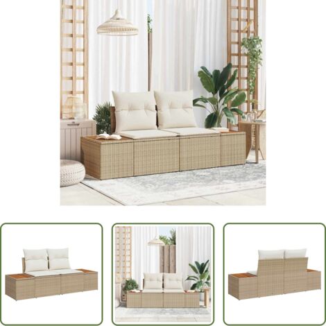 Polyrattan -  Divano da giardino Beige 184 x 62 x 85cm polyrattan
