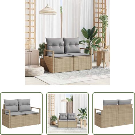 Polyrattan -  Divano da giardino con cuscino 120 x 62 x 69 cm. polyrattan