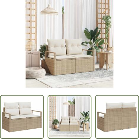 Polyrattan -  Divano da giardino con cuscino 120 x 62 x 69 cm. polyrattan