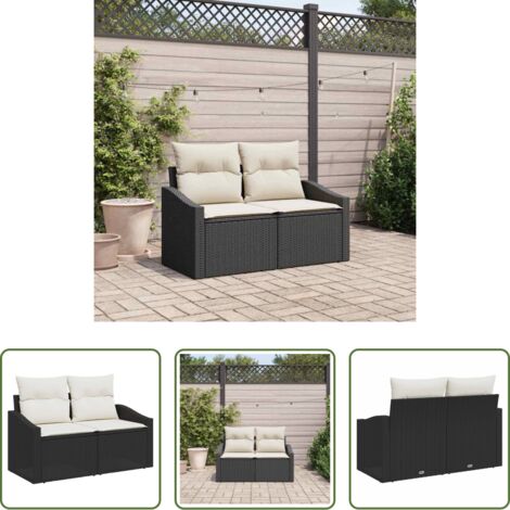 Polyrattan -  Divano da giardino con cuscino 123 x 62 x 69 cm polyrattan