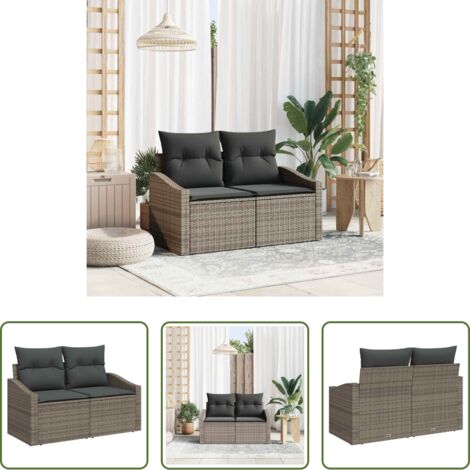 Polyrattan -  Divano da giardino con cuscino 123 x 62 x 69 cm polyrattan
