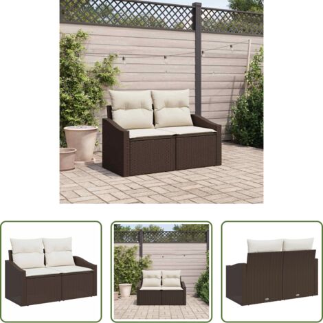 Polyrattan -  Divano da giardino con cuscino 123 x 62 x 69 cm polyrattan