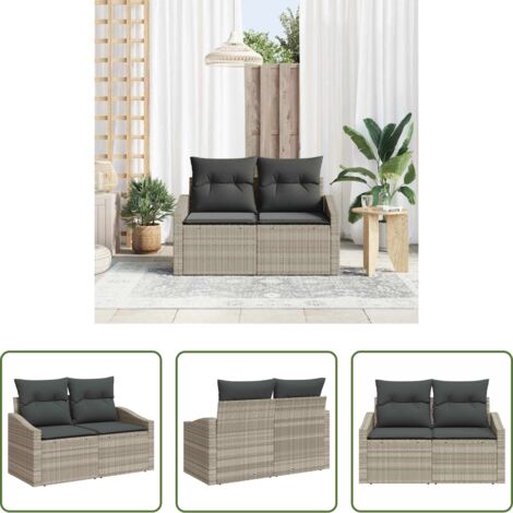 Polyrattan -  Divano da giardino con cuscino 123 x 62 x 69 cm polyrattan