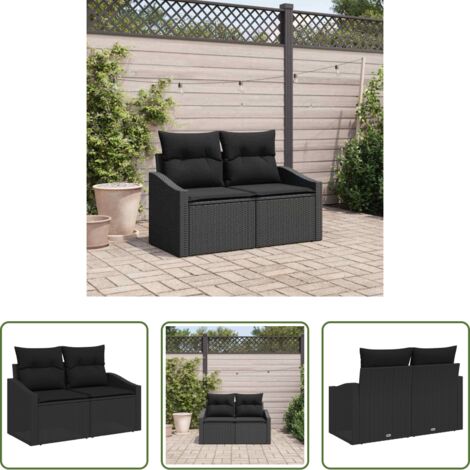 Polyrattan -  Divano da giardino con cuscino 123 x 62 x 69 cm polyrattan