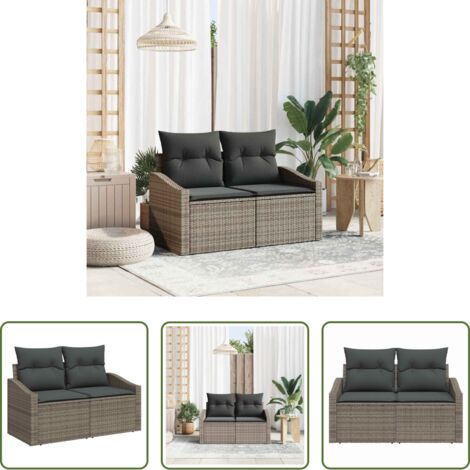 Polyrattan -  Divano da giardino con cuscino 123 x 62 x 69 cm polyrattan