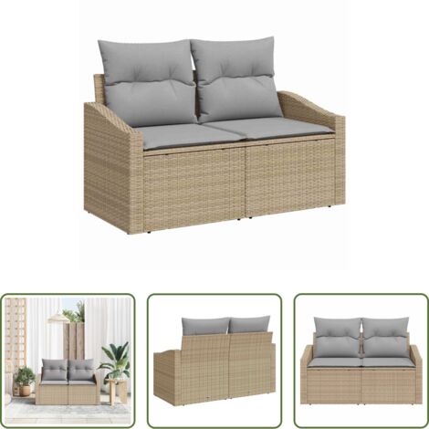 Polyrattan -  Divano da giardino con cuscino 123 x 62 x 69 cm polyrattan