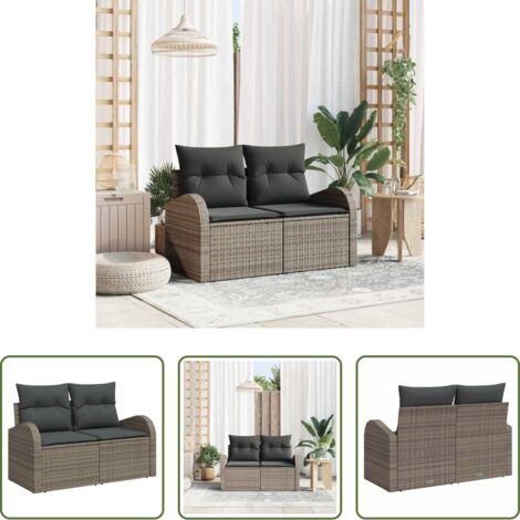 Polyrattan -  Divano da giardino Grigio 124 x 62 x 69cm polyrattan