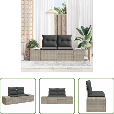 Polyrattan -  Divano da giardino Grigio 184 x 62 x 69 cm polyrattan