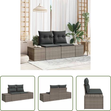 Polyrattan -  Divano da giardino Grigio 184 x 62 x 69 cm polyrattan