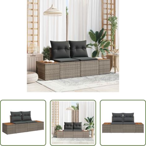 Polyrattan -  Divano da giardino Grigio 184 x 62 x 85cm polyrattan